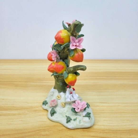 Vintage Porcelain Peach & Floral Tree with Geese Figurine Bone China - Picture 7 of 16